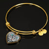 Blue Eyes Cat Print Heart Pendant Bangle-Free Shipping - Deruj.com