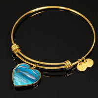 Slender Danios Fish Print Luxury Heart Charm Bangle-Free Shipping - Deruj.com