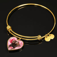 Boykin Spaniel Print Luxury Heart Charm Bangle-Free Shipping - Deruj.com