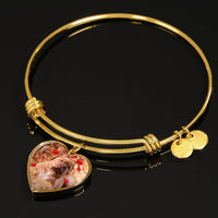 Bordeaux Mastiff Print Luxury Heart Charm Bangle-Free Shipping - Deruj.com