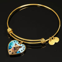 Chinook Dog Print Luxury Heart Charm Bangle-Free Shipping - Deruj.com