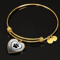 Paw Print Luxury Heart Charm Bangle-Free Shipping - Deruj.com
