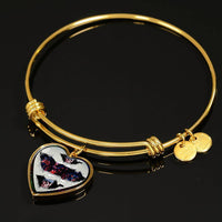 American Flag Skull Print Heart Pendant Bangle-Free Shipping - Deruj.com