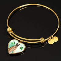 Belgian Malinois Print Luxury Heart Charm Bangle -Free Shipping - Deruj.com