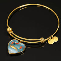 Goldfish Print Heart Pendant Luxury Bangle-Free Shipping - Deruj.com