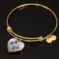 Pug Dog Texas Print Heart Pendant Luxury Bangle-Free Shipping - Deruj.com