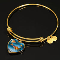 Common Goldfish Print Heart Pendant Luxury Bangle-Free Shipping - Deruj.com