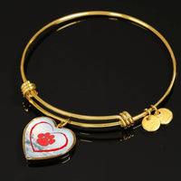 Red Paw Print Luxury Heart Charm Bangle-Free Shipping - Deruj.com