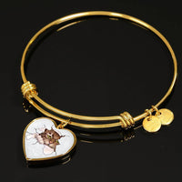 Amazing Cat Art Print Heart Pendant Bangle-Free Shipping - Deruj.com