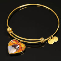 Cute Irish Red and White Setter Print Luxury Heart Charm Bangle-Free Shipping - Deruj.com