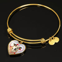 Cute Chinook Print Luxury Heart Charm Bangle-Free Shipping - Deruj.com