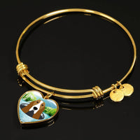 Basset Hound Dog Vector Print Heart Pendant Bangle-Free Shipping
