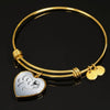 Pug Paws Print Heart Pendant Luxury Bangle-Free Shipping - Deruj.com