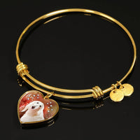 Afghan Hound Print Luxury Heart Charm Bangle -Free Shipping - Deruj.com