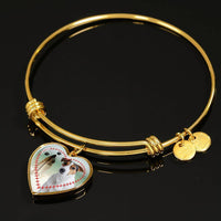 Jack Russell Terrier Print Luxury Heart Charm Bangle-Free Shipping - Deruj.com