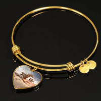 Arabian Horse Print Luxury Heart Charm Bangle-Free Shipping - Deruj.com