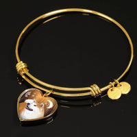 Akita Print Luxury Heart Charm Bangle -Free Shipping - Deruj.com