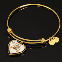Lovely Bengal Cat Print Heart Pendant Bangle-Free Shipping - Deruj.com