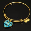 Achilles Tang Fish Print Heart Pendant Luxury Bangle-Free Shipping - Deruj.com