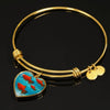 Southern Platyfish Fish Print Heart Pendant Luxury Bangle-Free Shipping - Deruj.com