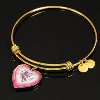 Cute Kitten Print Heart Pendant Bangle-Free Shipping - Deruj.com