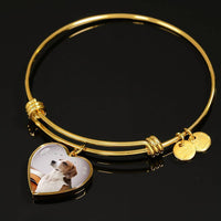 English Foxhound Print Luxury Heart Charm Bangle-Free Shipping - Deruj.com