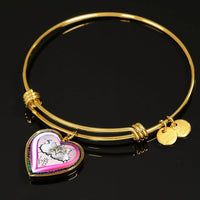 Cute Painted Cat Print Heart Pendant Bangle-Free Shipping - Deruj.com