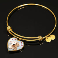 Goldendoodle Print Luxury Heart Charm Bangle-Free Shipping - Deruj.com