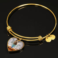 Berger Picard Print Luxury Heart Charm Bangle -Free Shipping - Deruj.com