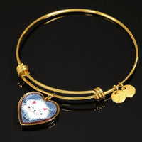 Cute Cat In Denim Print Heart Pendant Bangle-Free Shipping - Deruj.com