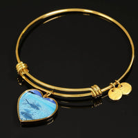 Fish Print Luxury Heart Charm Bangle-Free Shipping - Deruj.com