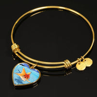 Comet Fish Print Heart Pendant Luxury Bangle-Free Shipping - Deruj.com