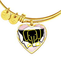 Cute Baby Elephant Print Heart Pendant Bangle-Free Shipping - Deruj.com