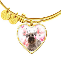 Cesky Terrier Print Luxury Heart Charm Bangle-Free Shipping - Deruj.com