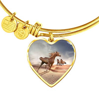 Arabian Horse Print Luxury Heart Charm Bangle-Free Shipping - Deruj.com