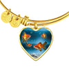Common Goldfish Print Heart Pendant Luxury Bangle-Free Shipping - Deruj.com