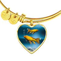 Butterfly Koi Fish Print Heart Pendant Luxury Bangle-Free Shipping - Deruj.com