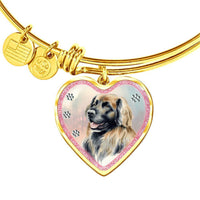 Leonberger Dog Art Print Heart Pendant Bangle-Free Shipping - Deruj.com