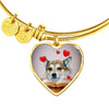 Norwegian Lundehund Print Luxury Heart Charm Bangle-Free Shipping - Deruj.com