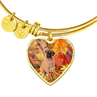 Cute Bullmastiff Print Luxury Heart Charm Bangle-Free Shipping - Deruj.com