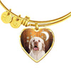 Clumber Spaniel Print Luxury Heart Charm Bangle-Free Shipping - Deruj.com