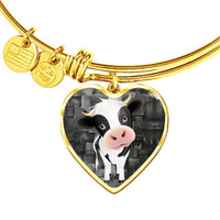Cow Print Heart Pendant Luxury Bangle-Free Shipping - Deruj.com