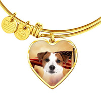 Cute Jack Russell Terrier Print Luxury Heart Charm Bangle-Free Shipping - Deruj.com