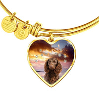 American Water Spaniel Print Luxury Heart Charm Bangle -Free Shipping - Deruj.com