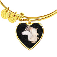 Siberian Husky Dog 3D Print Heart Pendant Bangle-Free Shipping - Deruj.com