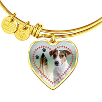 Jack Russell Terrier Print Luxury Heart Charm Bangle-Free Shipping - Deruj.com