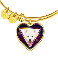 Samoyed Dog Print Heart Pendant Bangle-Free Shipping - Deruj.com