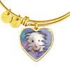 Cute White Hamster Print Heart Pendant Bangle-Free Shipping - Deruj.com