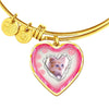 Cute Kitten Print Heart Pendant Bangle-Free Shipping - Deruj.com