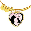 Cat Vector Art Print Heart Pendant Bangle-Free Shipping - Deruj.com